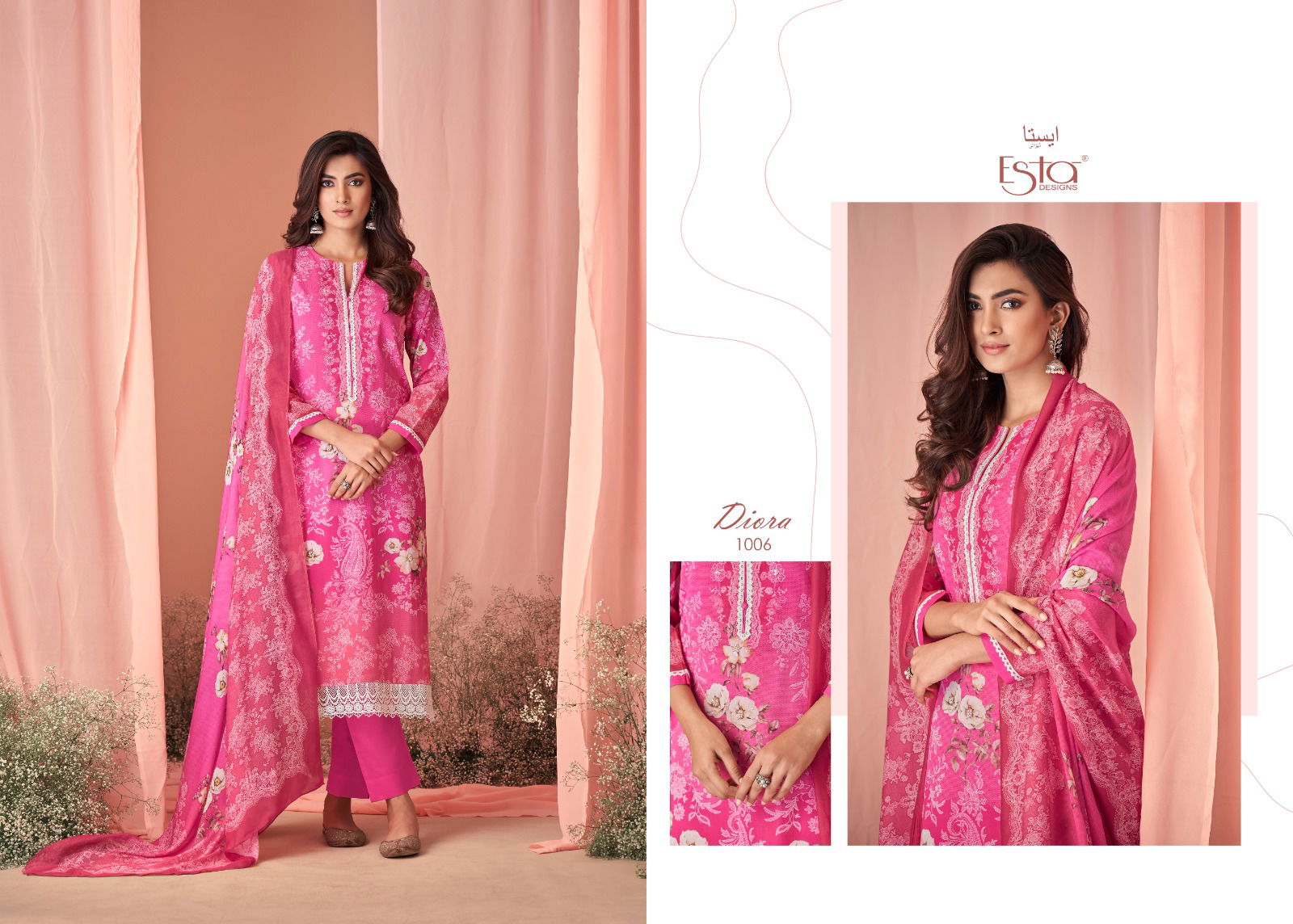 Diora By Esta 1001 To 1008 Heavy Cotton Printed Salwar Kameez Wholesale Market In Surat